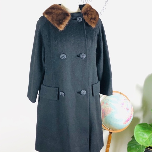 VTG 50's Mink Collar Wool Swing Coat - Picture 10 of 11